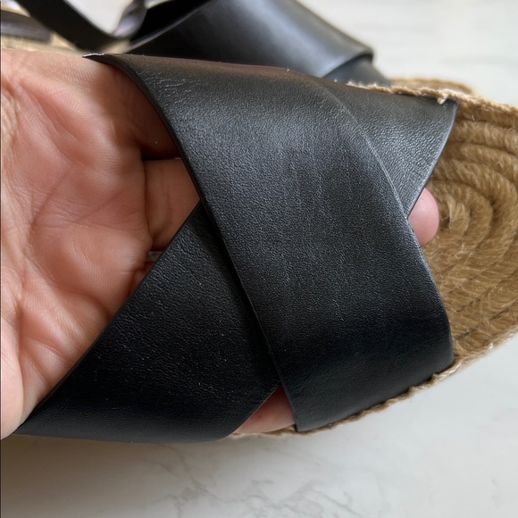 Tory Burch Black Leather Espadrille Platform Sandals - Picture 5 of 5